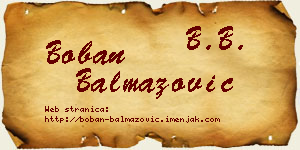 Boban Balmazović vizit kartica
